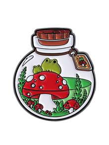 可愛青蛙生態缸胸針－迷你瓶中世界琺瑯別針，適用於包包與夾克配件 - 彩色 - 查看 10