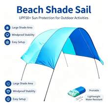 1pc Pool Sun Shade Canopy (Curtain Only, Other Accessories Not Included), 95% UV Blockage, UV Protection, Waterproof, Foldable, Suitable For Above-Ground Inflatable Pool, Summer Outdoor Backyard, Balcony, Garage, Pool, Beach, Camping, Lawn, Reinforced Edge Sun Shade Curtain, Easy Installation - C - View 5
