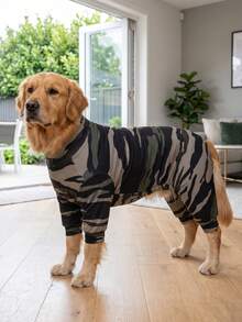 1PC Dog Shedding Hair Control Pajamas - Warm High Stretch Full Coverage Pet Rompers, Anti Licking & Bug Protective Jumpsuit For Small Medium Large Dogs, All Over Printing Dog Clothes - Camouflage Pattern - Multicolor - View 9