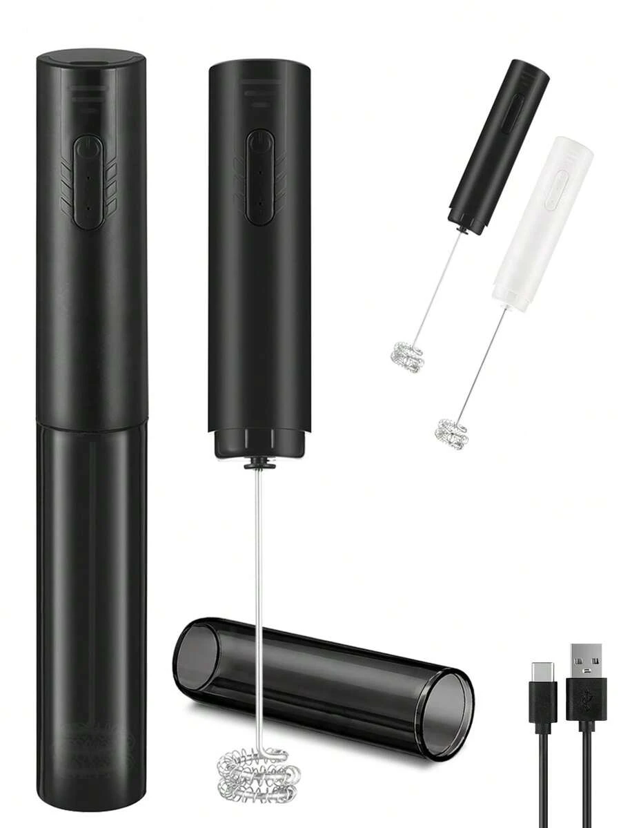 手持式電動牛奶發泡器 便攜式咖啡牛奶發泡器 附防塵蓋 USB充電 3段調速牛奶攪拌器 抹茶卡布奇諾蛋液飲料攪拌器,適合女性與咖啡愛好者的實用禮物,居家咖啡師套組 - 附防塵蓋 - 查看 1