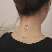 3 Sheets Minimalist Line Drawing Temporary Tattoo Stickers, Dainty Floral Animal Word Text Tiny Fake Tattoos, Waterproof Thin Line Small Body Art Stickers For Wrist Neck Collarbone Women - Black - View 5