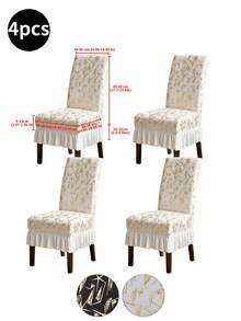 Romantic Flowing Skirt! 1pc Gold Foil Geometric Chair Cover, Dust-Proof, Elastic Full Coverage Old Chair Makeover Tool, Low-Cost Renovation For Wedding/Restaurant/Rental Recommended - Gold-stamped Geometric Skirt Chair Cover - View 13