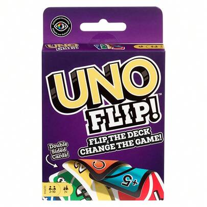 Mattel UNO FLIP! Juego de Cartas, Mazo Apto para Daltónicos, Adecuado para Niños, Adultos y Noche Familiar, 2 a 10 Jugadores