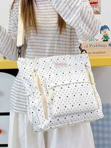 Bolso Tote/Bandolera de Gran Capacidad con Estampado de Letras de Moda Casual, Adecuado para Universidad/Aula/Desplazamiento/Trabajo/Oficina/Vacaciones/Fiesta/Viaje y Otras Ocasiones, Adecuado para Niñas, Estudiantes Universitarias, Mujeres Jóvenes, Perfecto para Llevar Libros, Compras, Útiles Escolares, Bolso Tote de Gran Capacidad, Diseño de Múltiples Bolsillos, Adecuado para Playa, Escuela, Trabajo y Uso Diario. - Blanco - Ver 8