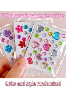 4pcs DIY Acrylic Rhinestone Pet Stickers - Colorful Heart, Flower, Star Shapes, Random Colors And Styles, Suitable For Dog And Cat Grooming Decoration - Multicolor - View 9
