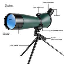 25-75x70mm Zoom Spotting Scope, HD High Power Bird Watching Scope, ABS Material And HD Optical Glass Lenses, Comes With Tripod And Phone Adapter, Ideal For Birding, Shooting, Wildlife Observation - A - View 10