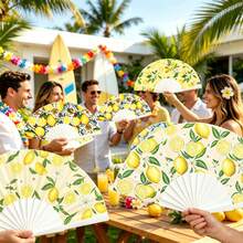2 buah Kipas Lipat Motif Lemon, Kipas Tangan Gaya Spanyol, Kipas Lipat Portabel Motif Lemon, Cocok untuk Pesta Bertema, Liburan, Hadiah Pengantin, Pernikahan, Hadiah Pengiring Pengantin, Aksesoris Wanita, Dekorasi Musim Panas, Perjalanan (Motif Lemon Acak) - Gaya acak - View 1
