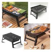 Foldable Portable Charcoal BBQ Grill, Stainless Steel Barbecue Grate with Large Cooking Area, Compact Folding Grill for Outdoor Camping Picnic Garden Backyard Party, Even Heat Distribution Easy to Clean - Schwarz - Übersicht 8