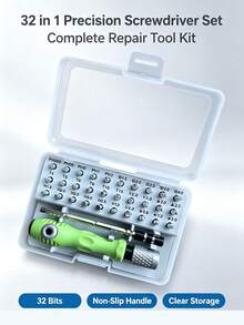 32pcs Precision Screwdriver Set, Covers Flat, Torx, Hex And Other Common Models, Small Home Appliances, Bit Holder Slot Prevents Loss, Compact And Portable, Suitable For Home Repair And Emergency Use, Essential Hardware Repair Tool, High Cost-Performance - Screwdriver Set - View 10