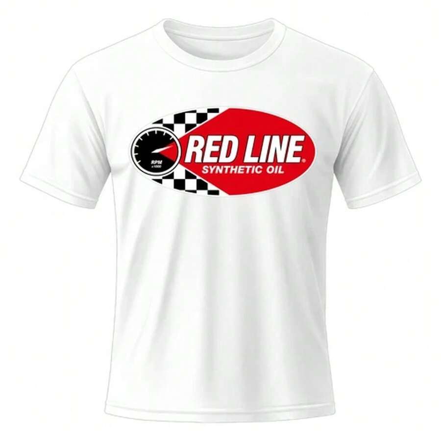 Unisex Adult T-ShirtRed Line Oil Men's White Graphic T Shirt Freeships - White - View 1