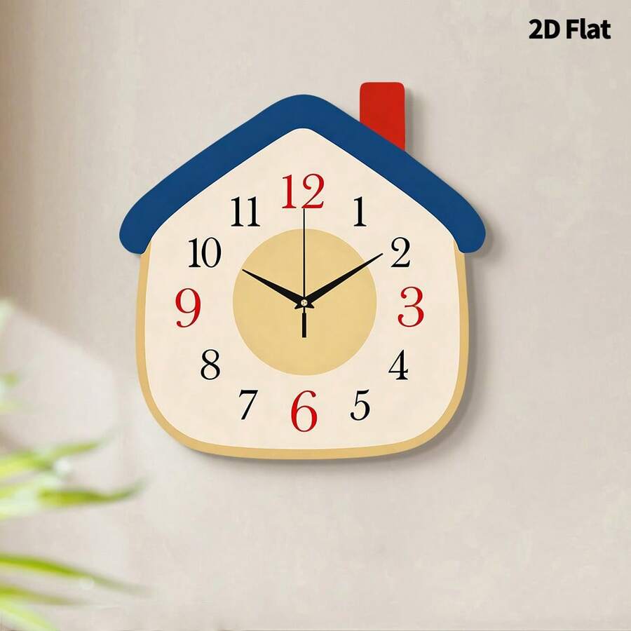 1pc 12"/16" Creative Small House Wall Clock, Ultra-Quiet Quartz Movement, No Ticking Sound, Suitable For Decorating Living Room, Bedroom, Office, Kitchen And Cafe, Perfect Decorative Gift For Friends And Family, Can Be Used For Room Decor, Bedroom Decor, Dorm Decor, Back To School Decor, School Surprise, Home Decor And School Supplies. - Decorative Wall Clock - View 1