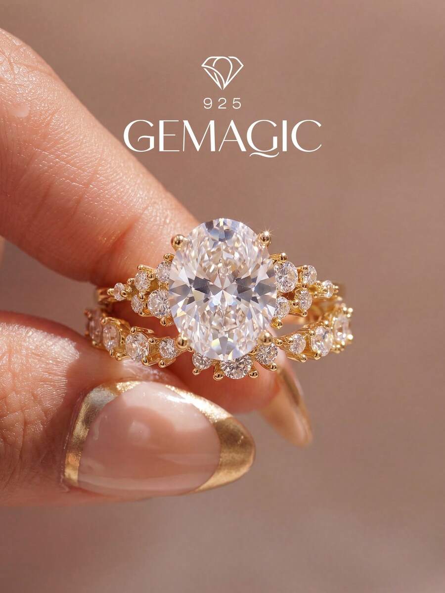 3pcs/Set Fashionable Rhinestone Rings, 925 Sterling Silver, Unique Ladies Ring Set, Suitable For Daily Wear, Dating, Exquisite Jewelry Gift For Women, New Year Gift, Valentine's Day Gift - Design Of Three Diamond Rings - View 1