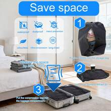 1/2pcs Black & Blue Vacuum Storage Bags, Airtight Zipper Reusable With Pump Storage Box, Large Size For Travel, Clothing, Bedding, Coats, Electric Pump, Airtight Zipper, Space-Saving Compression Travel Luggage Storage Bag - View 10