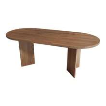 Mesa de comedor 200 * 90 cm, apta para 6–8 personas, mesa de comedor con esquinas redondeadas, sobre de mesa engrosado, mesa de comedor de estilo sencillo, nogal - Marrón - Ver 8