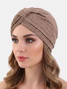 1pc Women's Thick Pleated Square Headscarf Hat, Headwrap, Arabic Hat, Suitable For Daily Use - Claret - View 17