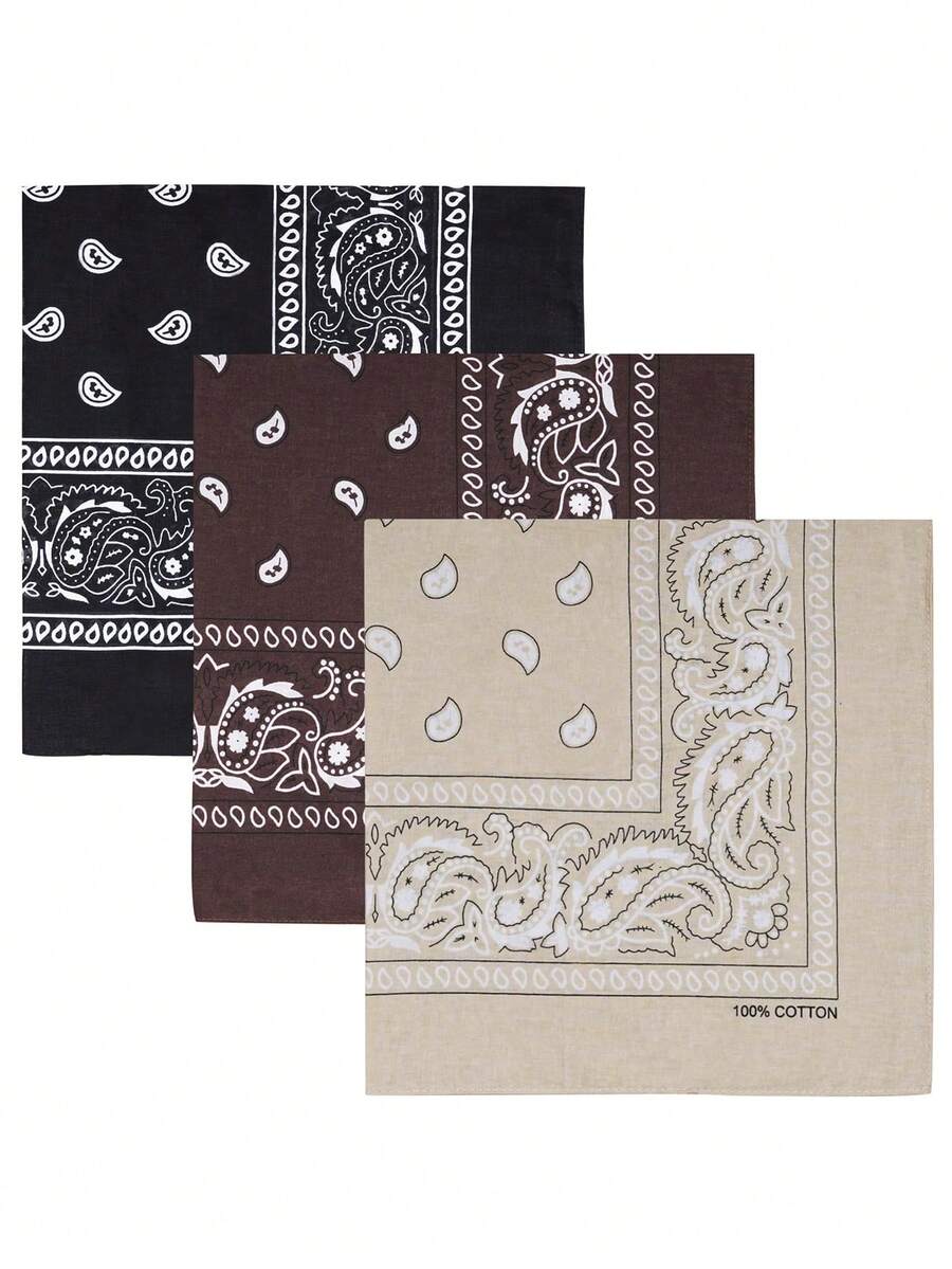 Syal Persegi Motif Paisley Unisex Ukuran Besar, 22 Inci, Berbagai Warna - A - View 1