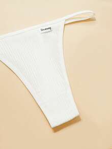 7pcs Women's Pure Cotton Ribbed Thong Panties, Soft Skin-Friendly G-String Briefs, Comfortable Triangle Underwear For Daily Wear, White - White - View 8