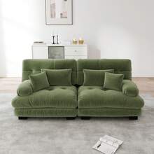 Cloud Sofa Green 2 Seat With Velvet And Cushions - Green 2 Seat - View 2