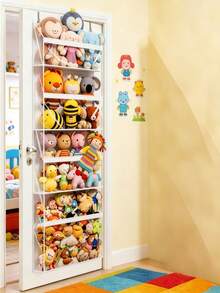 Hanging Plush Doll Storage Organizer, 6-Tier Wall-Mounted Storage Bag, Baby Room Plush Doll Display Rack With Hooks - Multicolor - View 6