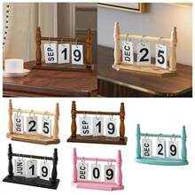 Vintage Wooden Perpetual Flip Calendar - Monthly And Date Indicator, Durable Wooden Desktop Organizer, Suitable For Home, Office, Dorm Decor - Decorative Photography Prop And Practical Timer - Multicolor - View 2