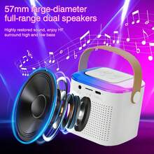 Small Karaoke Machine With 2 Wireless Microphones, USB Charging. Portable Karaoke Machines, Birthday Gifts, Family Gatherings, Outdoor Trips And LED Lights, Compatible With All Smartphones - White - View 6