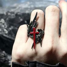 1pc Women's Freedom Wings Cross Feather Index Finger Ring, Open Adjustable Angel Wings Minimalist Personalized Ring - Wings Of Freedom Ring - View 3