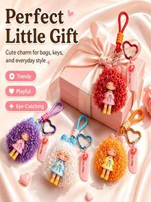 1 buah Gantungan Kunci Boneka Krim Susu, Liontin Boneka Kartun Gadis Keren, Hiasan Tas Wanita, Hadiah Kecil, Gantungan Kunci, Aksesori Dekoratif Kunci Mobil - MultiWarna - View 3