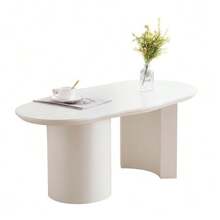 316101102WAA 100 Cm Irregular White Coffee Table, Stable And Durable - High-Quality MDF, Lacquered Surface, Smooth Touch, Irregular Tabletop With Elegant Curves - 白色 - 查看 1