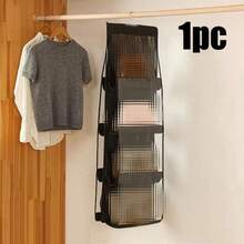 1pc/2pcs 8/6 Pocket Hanging Wallet Organizer, Transparent Hanging Storage Bag, Space-Saving Closet Wall Organizer - Multicolor - View 17