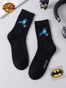 1/2 Pairs Warner Bros Cartoon Mid-Calf Socks, Unisex Superhero Blue & Black  &  Socks - Multicolor - View 16