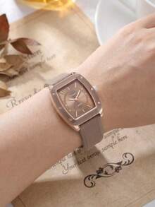 1 pièce Montre-bracelet à quartz simple, abordable, décontractée et polyvalente pour femmes, convenant aux sorties décontractées - Camel - Voir 5