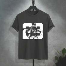 Men's Basketball Print T-Shirt - Short Sleeve Casual Tee For Streetwear - 黑色 - 查看 1