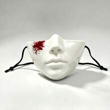 Best-Selling Half-Face Black & White Mask, Perfect Face Shape, Bionic Cosplay, Cyberpunk Mechanical Tech Style Fake Face - View 3