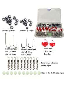 GOTURE 1 Set Fishing Tackle Kit - Includes Sinkers/Floats/Hooks/Clips, Integrated Portable Box, Universal Fishing Gear Suitable For Sea Bass And Trout - Multicolor - View 11
