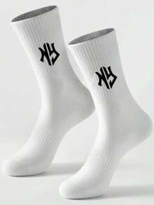 1/5/10/20 Paar Herrensocken, Buchstabenmuster lange Socken, hautfreundlich, dick und bequem, super tolle Socken, für den täglichen Gebrauch, antibakteriell, feuchtigkeitsableitend, Unisex, geeignet für Zuhause, Sport, Schulanfang - Verschiedenfarbig - Übersicht 4