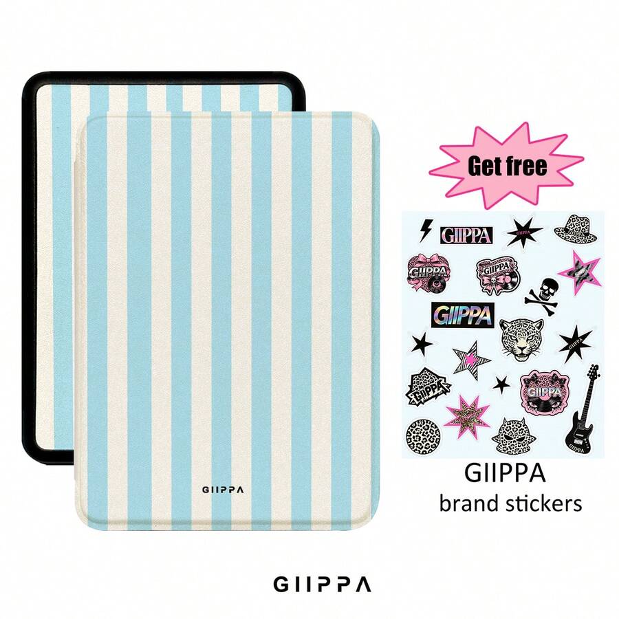 GIIPPA 1件裝藍色條紋 Kindle 保護殼附手提帶,適合書迷的情人節/聖誕節禮物,自動喚醒/睡眠電子閱讀器保護套,相容 Kindle Paperwhite 5/6/7/10/11/12 代、Kindle Colorsoft 第1代、Basic Kindle 8/10/11 代所有 Kids 與 Signature 版本 - 多色8 - 查看 1