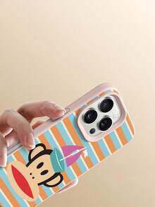 官方授權 Paul Frank 液態矽膠手機殼，全包覆防摔相機保護，卡通猴子彩色條紋圖案，新款適用於 iPhone 11/12/13/14/15/16/17/18 Pro Max 系列手機保護套，節日禮物，日常通勤，日常防摔高質感設計 - 彩色 - 查看 5