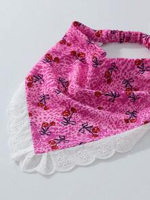 1pc Original Floral Pattern Women's Embroidered Rolled Edge Cherry Design Headwrap Hairband Suitable For Daily And Vacation Use - Multicolor - View 4