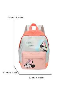 Disney 1pc Minnie Mouse Mini Backpack, Colorblock School Daypack, Multi-Pocket Casual Rucksack, Lightweight Bookbag, Outdoor Sports Bag, Suitable For Girls/Students/Fans, Ideal For Back To School/Daily Outings/Shopping! - Multicolor - View 3