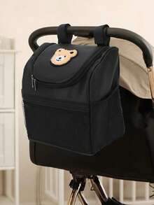 1pc Large Capacity Bear Pattern Stroller Hanging Storage Bag, Universal Fit, Diaper, Wet Wipes And Baby Bottle Organizer Bag - Multicolor - View 5