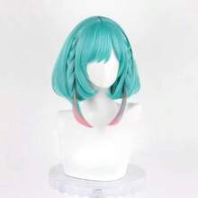 Yao Cosplay 假髮－薄荷綠短款動漫髮型，附仿真頭皮，耐熱 12 吋角色扮演假髮，含髮帽，適合日常配戴與漫展 - 薄荷藍 - 查看 4