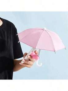 Mini Sunshade Umbrella With Universal Pig-Shaped Suction Cup Phone Holder, Outdoor Anti-Glare Sunshade Cover, Polyester Fiber Material, Rainproof And Sunproof, Includes Screen Protector - Black - View 6