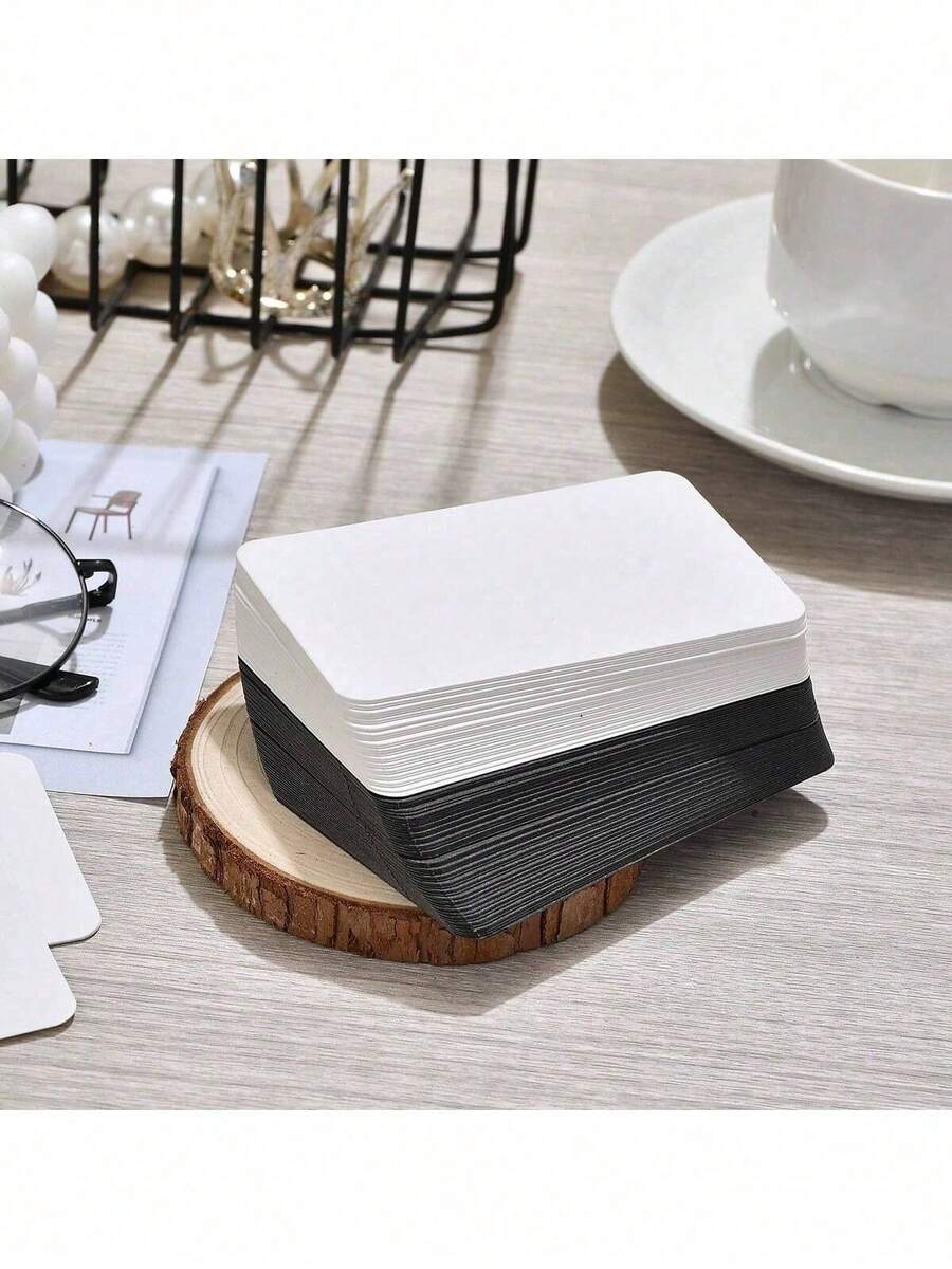 50/100pcs Blank White Cardstock Small Cards - Word Cards/Bookmarks/Message Cards/Flashcards/Postcards - DIY Minimalist Style Cards - View 1