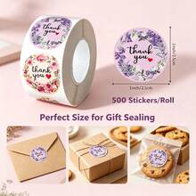500pcs/Roll Rose Gold Foil Stamped Thank You Stickers, Round Self-Adhesive Gift Seal Stickers, Label Stickers, For Envelope Packaging, Birthday Party, Handmade Crafts, Small Business Product Packaging, Gift Box Stickers - Diverse - View 2