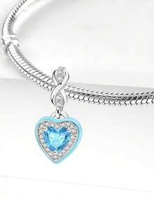 1 pieza Colgante de corazón infinito con cuentas elegante y exquisito, adecuado para hacer pulseras de mujer, accesorios de collar DIY y uso diario como accesorios, también adecuado para que las niñas lo usen. - Plateado - Ver 5