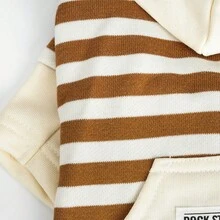 Pet & Owner Matching Striped Hoodie, Small Cat & Dog Owner Same Style Colorblock Patchwork Casual Top - Multicolor - View 6