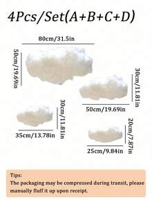 3pcs/Set Large Artificial Cloud Decor, 3D Cloud Decoration, Suitable For Wedding Backdrop Decor, Stage Party Backdrop Decor, Birthday Gift, Mother's Day, Valentine's Day Gift, Bachelorette Party, Room Decor, Home Decor, Bathroom Decor, Wedding Decor - White - View 18