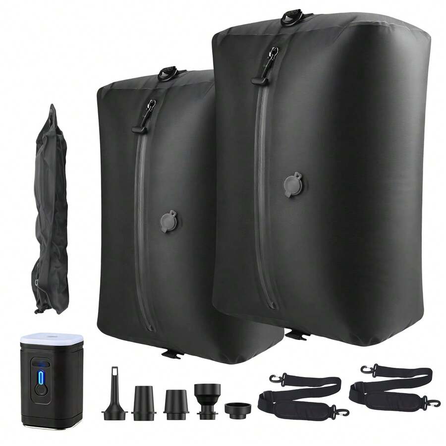 1/2pcs Black & Blue Vacuum Storage Bags, Airtight Zipper Reusable With Pump Storage Box, Large Size For Travel, Clothing, Bedding, Coats, Electric Pump, Airtight Zipper, Space-Saving Compression Travel Luggage Storage Bag
