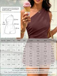 Solid Color One-Shoulder Casual Jumpsuit With Pockets Brown - Brown - View 3