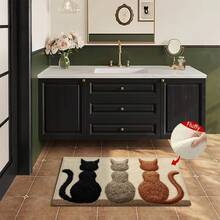 1pc Cat Back View Pattern Rectangularn Design Bath Rug,Non-Slip And Soft Bathroom Mat,Doormat,Water Absorption Mat,Machine Washable,Low Pile,TPR Backing,Knit Fabric,For Bedroom,Kitchen,Indoor Use,Accessories & Home Decor,Perfect New Home Gift. - Multicolor - View 8